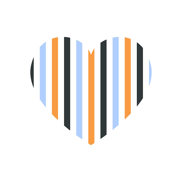 Vector heart with vertical stripes pattern