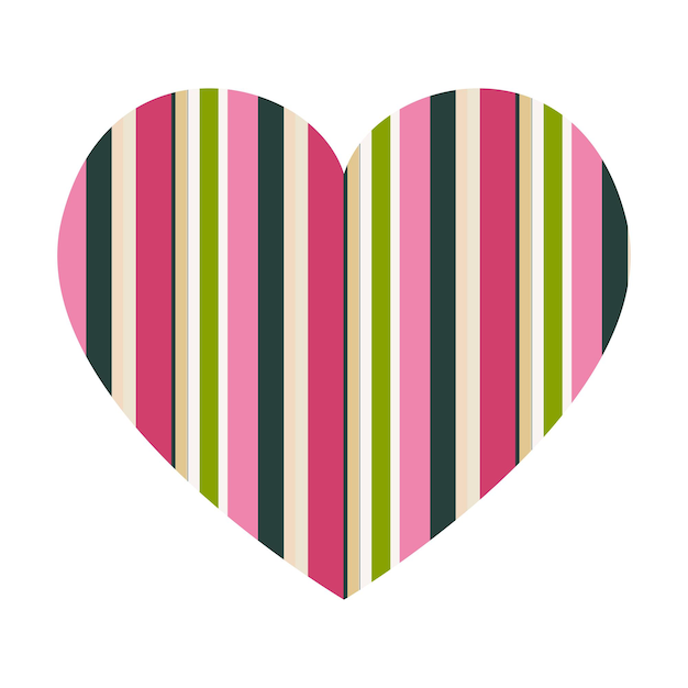 Vector heart with vertical stripes pattern