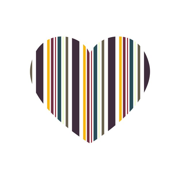 Vector heart with vertical stripes pattern