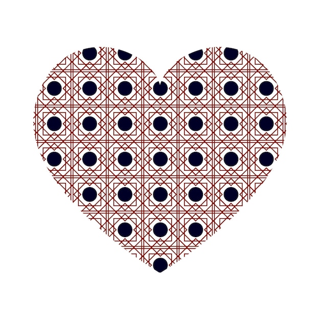 Vector heart with vertical stripes pattern