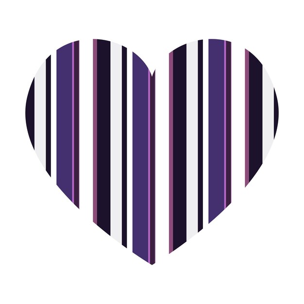 Vector heart with vertical stripes pattern