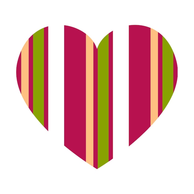 Vector vector heart with vertical stripes pattern