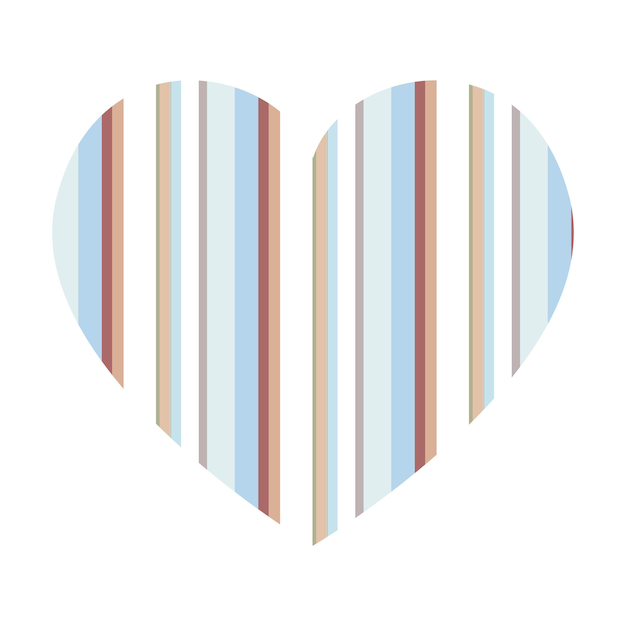 Vector heart with vertical stripes pattern