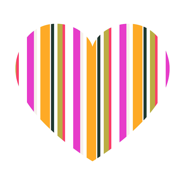 Vector heart with vertical stripes pattern