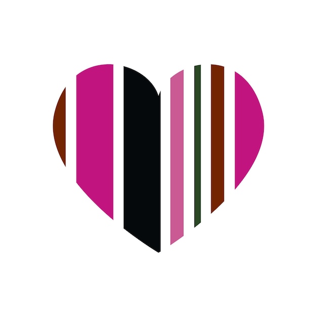 Vector heart with vertical stripes pattern