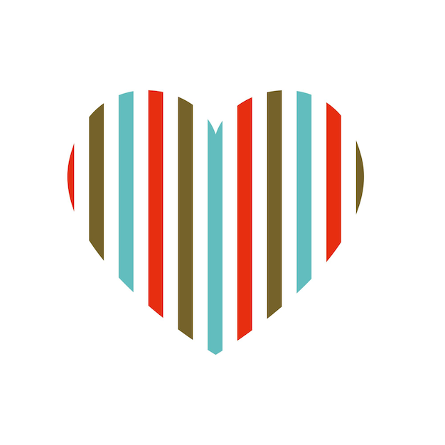 Vector heart with vertical stripes pattern