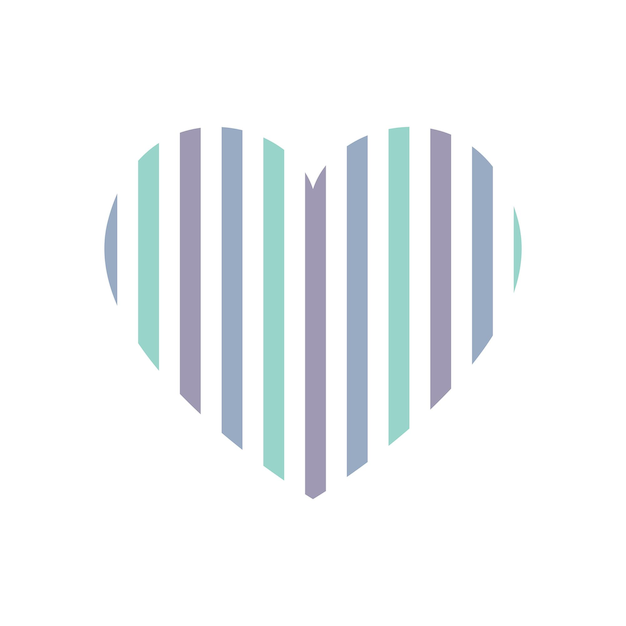 Vector heart with vertical stripes pattern