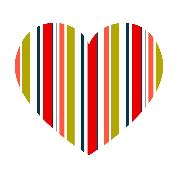 Vector heart with vertical stripes pattern