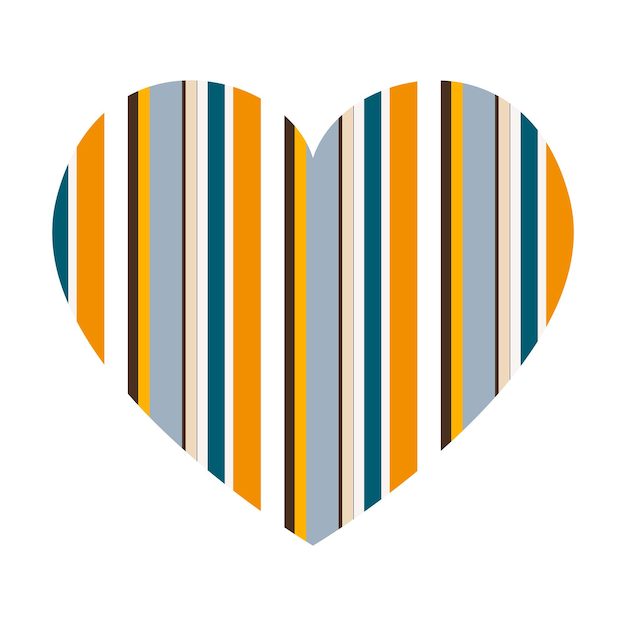 Vector heart with vertical stripes pattern