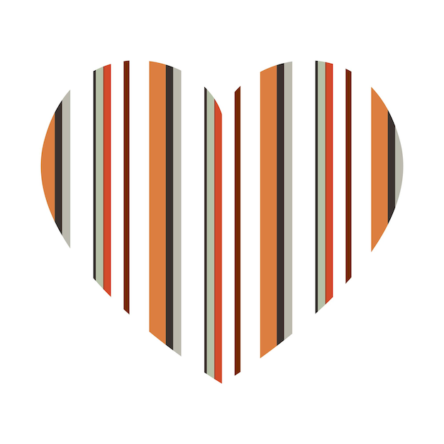 Vector heart with vertical stripes pattern