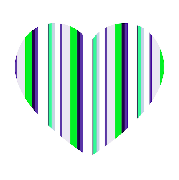 Vector heart with vertical stripes pattern