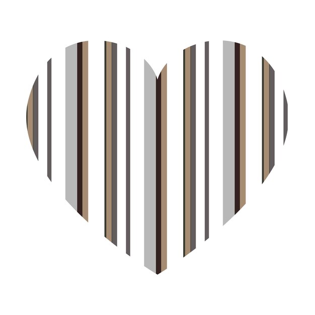 Vector heart with vertical stripes pattern