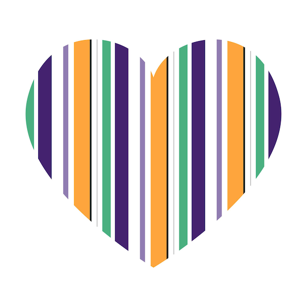 Vector vector heart with vertical stripes pattern