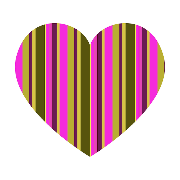 Vector vector heart with vertical stripes pattern