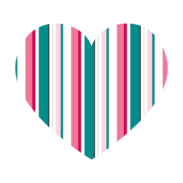 Vector vector heart with vertical stripes pattern