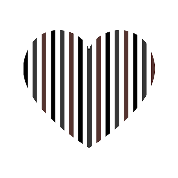 Vector heart with vertical stripes pattern