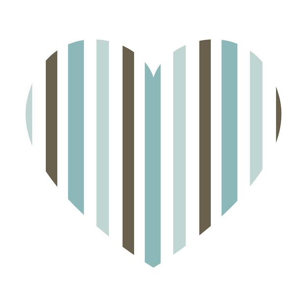 Vector vector heart with vertical stripes pattern