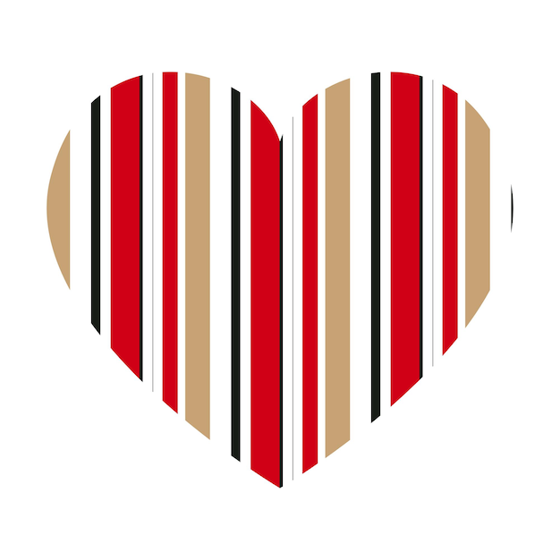 Vector heart with vertical stripes pattern