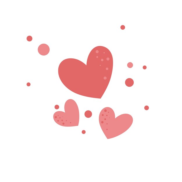 Vector hearts drawing in scribble doodle style