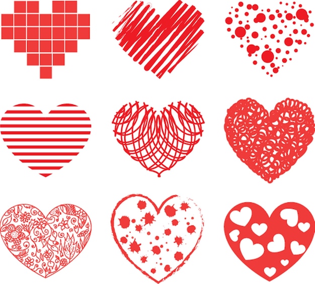 Vector hearts iconr set