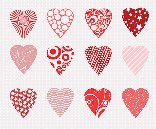 Vector hearts set for wedding and valentine design