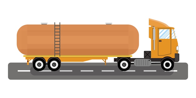 Vector vector of heavy truck and chemical tank.