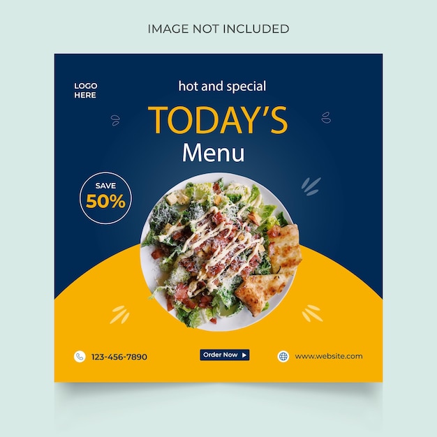 Vector heerlijk eten menu en social media banner post sjabloonontwerp