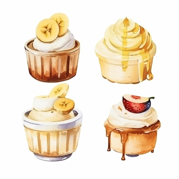 Vector vector heerlijke cakes set vector fruit en cake vector zoete gebakken cakes set vector cake