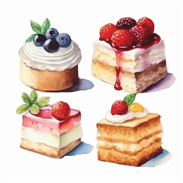 vector heerlijke cakes set vector fruit en cake vector zoete gebakken cakes set vector cake