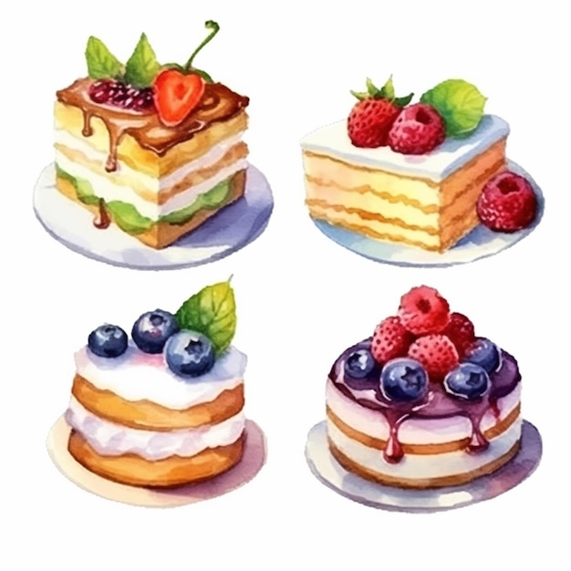 Vector vector heerlijke cakes set vector fruit en cake vector zoete gebakken cakes set vector cake