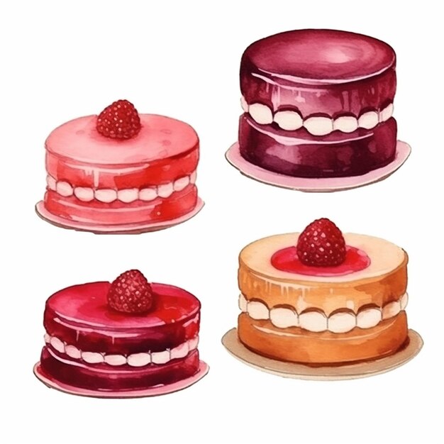 Vector vector heerlijke cakes set vector fruit en cake vector zoete gebakken cakes set vector cake