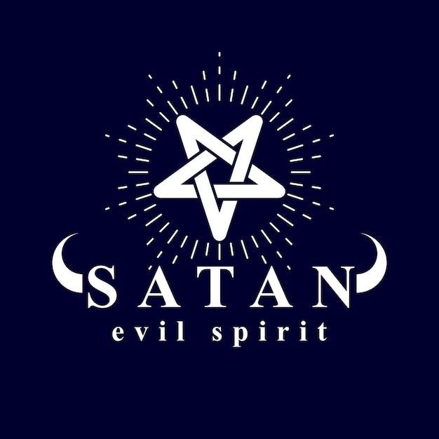 Vector heidens symbool, pentagram gemaakt met Satan-inscriptie. Demonische helse illustratie.