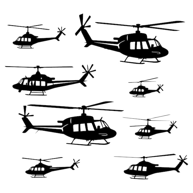 Vector vector helicopter black silhouettes design