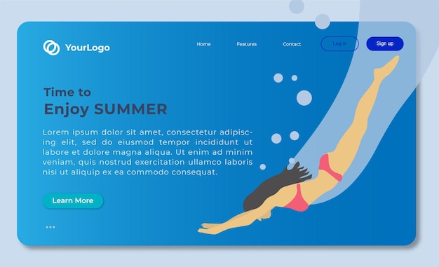 Vector vector hello summer landing page concept