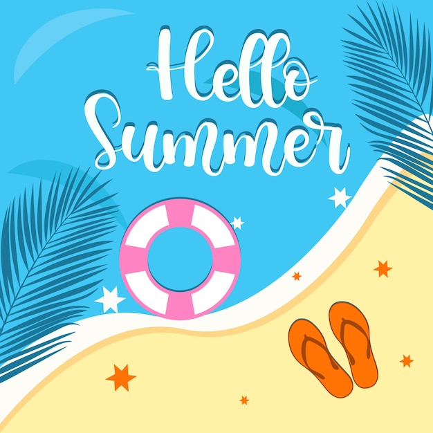 Vector Hello Summer Time Holiday typographic illustration summer sun illustration