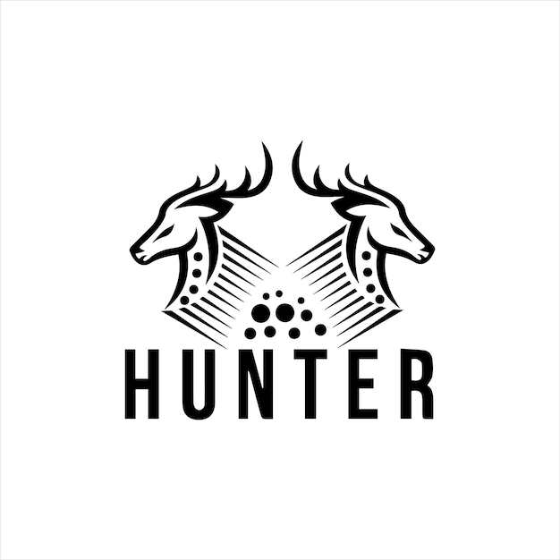 Vector herten logo ontwerp herten jager logo ontwerp inspiratie jacht club dierlijke illustratie