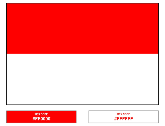 Vector and Hex Code Nation Flag of Indonesia