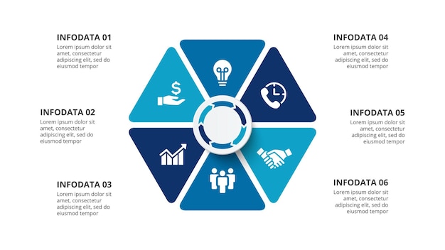 Vector hexagon infographic with 6 options Presentation slide