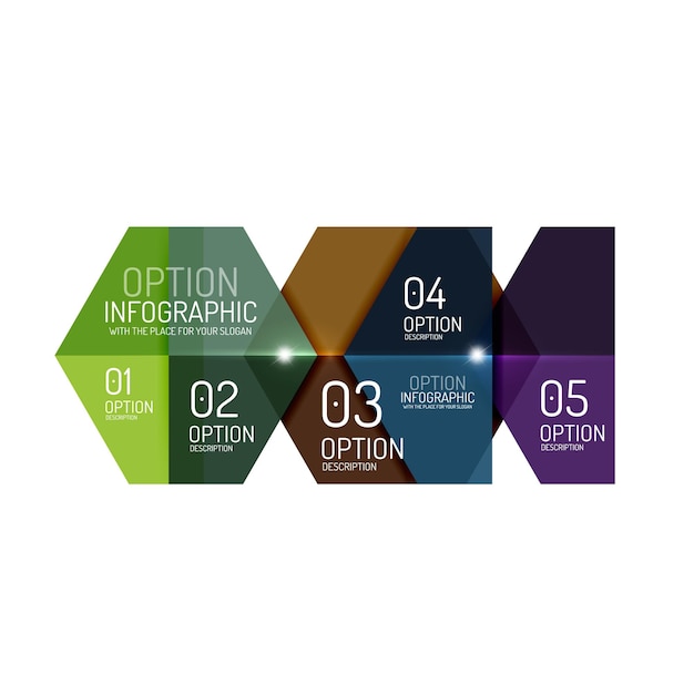 Modelli di diagramma infografico esagonale vettoriale