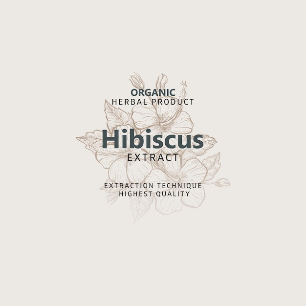 Vettore logo del fiore di ibisco vettoriale simbolo dell'ibisco logo naturale identità del marchio in stile schizzo di linea