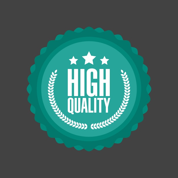 Vector high quality flat badge sign, round label.