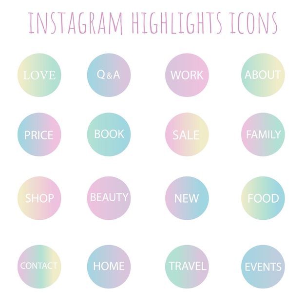 Vector highlights of instagram gradient cover stories with inscriptions