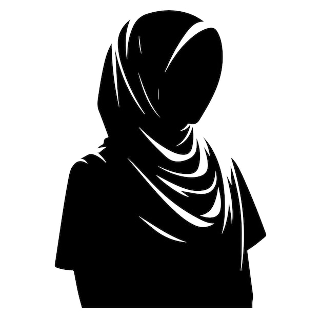 Vector vector hijab stijl vrouw vector silhouet zwarte kleur een stijlvolle hijab vrouw vector