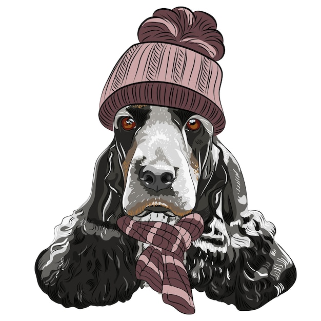 Vector hipster dog English Cocker Spaniel