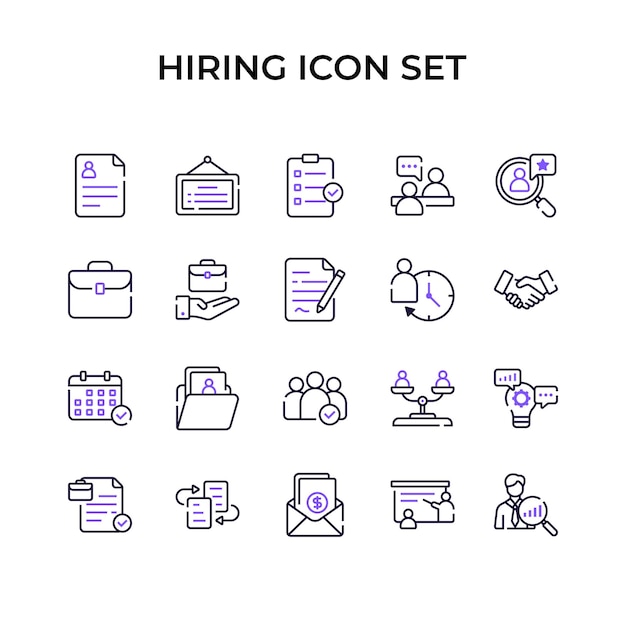 Vector hiring line icons set