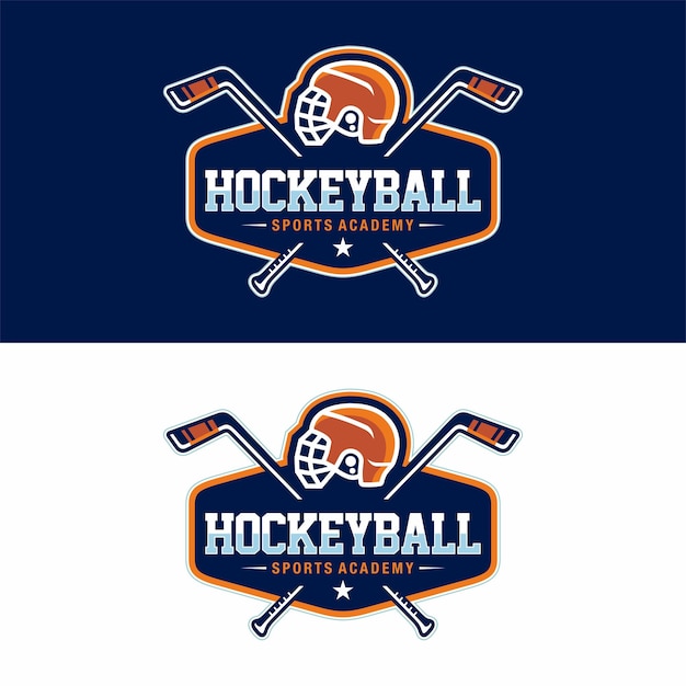 Векторный хоккейный логотип и значок на темном и светлом фоне