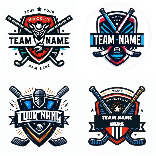 Vector hockey player team logo design