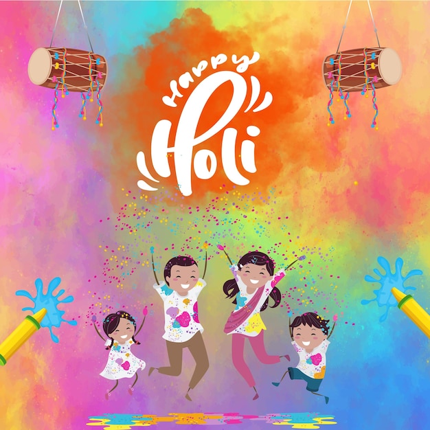 Vector vector holi festival social media post design template