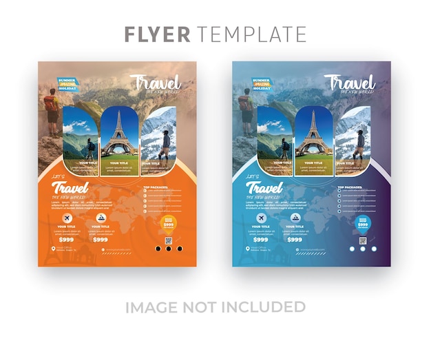 Vector holiday summer travel and tourism flyer template or design