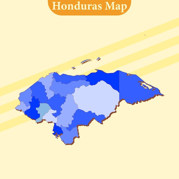 Vector vector honduras map vector with regions and cities lines and full every region